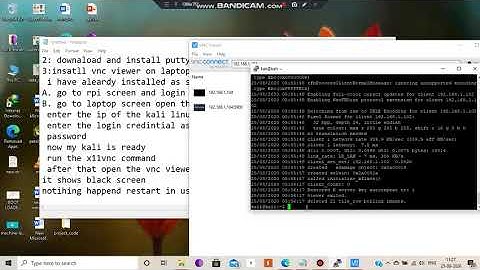 kali linux 2020 rpi connect with vnc using putty .
