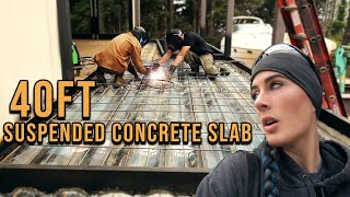 WE MADE THIS WITH SCRAP! 40 FT FLOATING CONCRETE SLAB #building #construction #concrete #house #diy