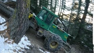 TIMBERJACK 460 SKIDDER débardage EXTRÊME 1 sur terrain gelé dans un mur [HD] METIER DE L'EXTREME