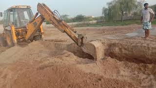 JCB 3CX Backhoe Loader Digging boundary For Wall.