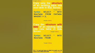 How to copy only structure and structure with data of an table in SQL? #shorts