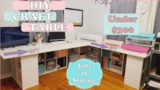 DIY Craft Table | L Shape Craft Table with lots of storage #diycrafttable #cubestorage
