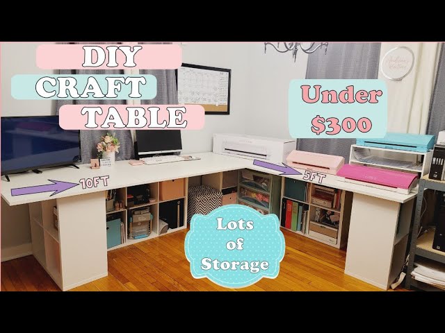 DIY Counter Height Craft Table With Storage 