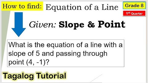 [Tagalog] Finding equation of a Line given slope and point #Math8 #equationofaline #slopepointform