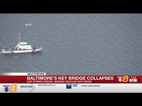 Aerials showing the damage at Baltimore's Key Bridge collapses