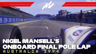Nigel Mansells Final Pole Lap | 1994 Australian Grand Prix | #assettocorsa