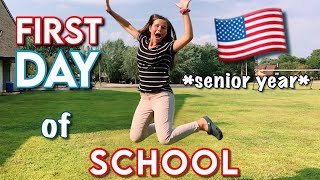 last FIRST DAY of HIGH SCHOOL in the USA 🇺🇸 *senior year* (in person school vlog)