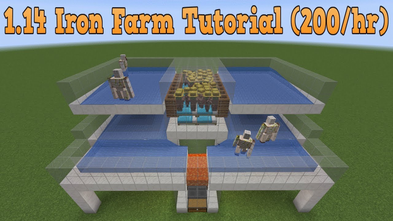 1.14.0 Iron Farm Tutorial (120-200+ iron/hr) [May still be bugged in 1.14.1-1.14.2] - YouTube