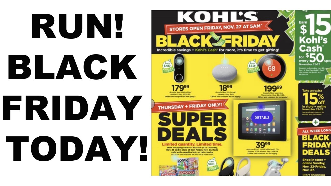 RUN! KOHLS BLACK FRIDAY DEALS START NOW!! TODAY ONLY! 