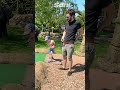 Hilarious moment dad feels full force of his toddlers golf swing