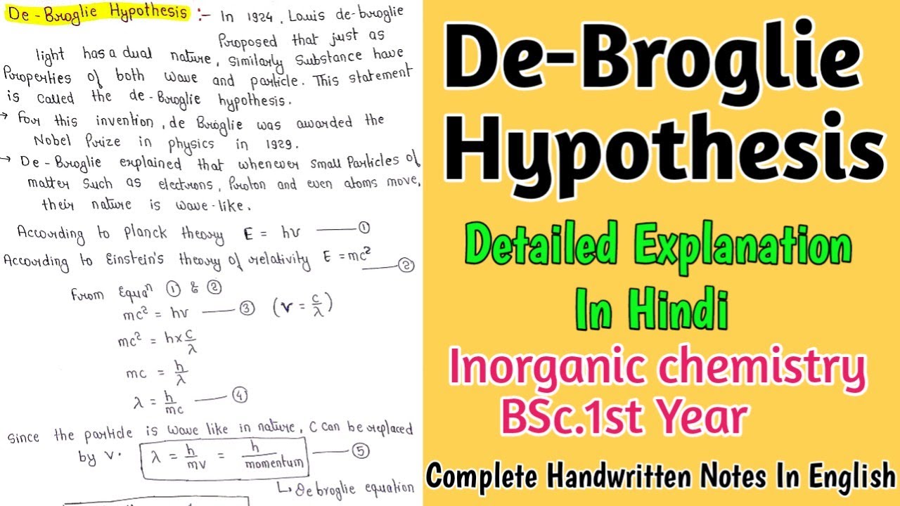 write a note on de broglie hypothesis