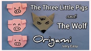 How to make Origami The Three little Pigs and the Wolf Step by step Origami Tutorial