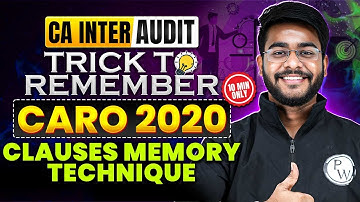 Trick to Remember CARO 2020 Clauses | Memory Technique - 10 Min only | CA Inter Audit - CA Hemant