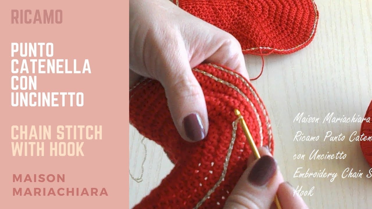 Ricamo | Punto CATENELLA con UNCINETTO | Embroidery Chain Stitch with Hook Encaje Cadena