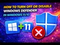 How To Turn Off Or Disable Windows Defender In Windows 10 & 11 ( Windows Security ) 2026 Very Simple