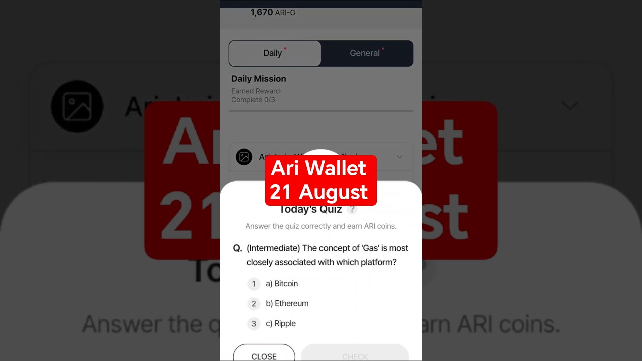 Ari Wallet Quiz Answer Today 21 August. 