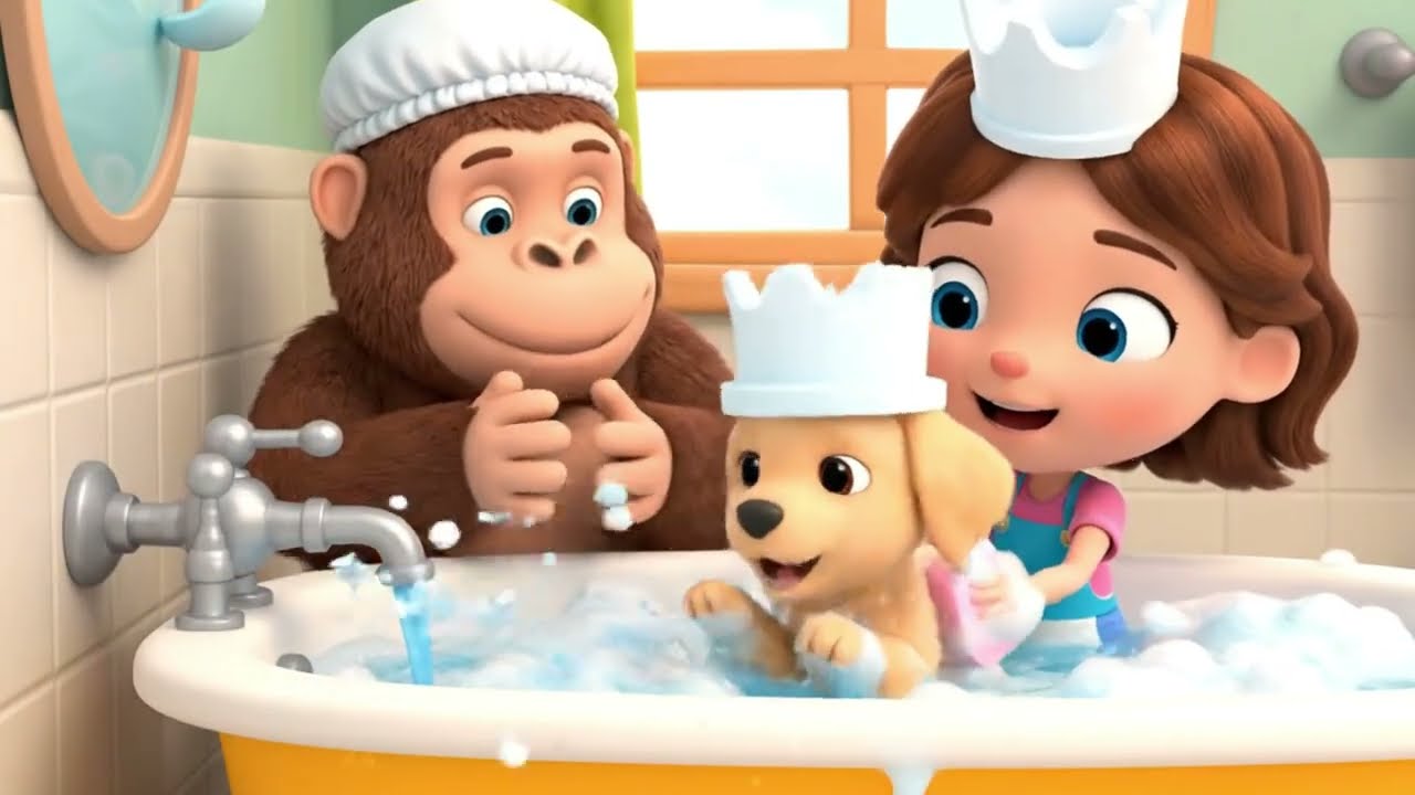 Cute Girl & Friendly Puppies – Fun Adventure in the Garden 🐶🎶 | 3D Cartoon Shorts