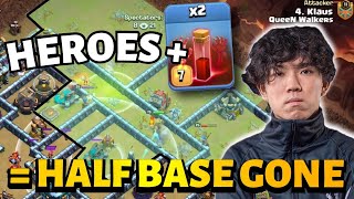 KLAUS USED SKELETON SPELLS WITH HEROES TO TAKE HALF THE BASE! | Clash of Clans eSports