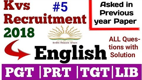 KVS Exam 2023 | KVS Previous Year English Paper | For PGT PRT TGT LIB | KVS English | KVS English Q