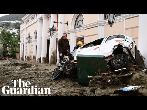 Italy: footage shows aftermath of landslide on Ischia
