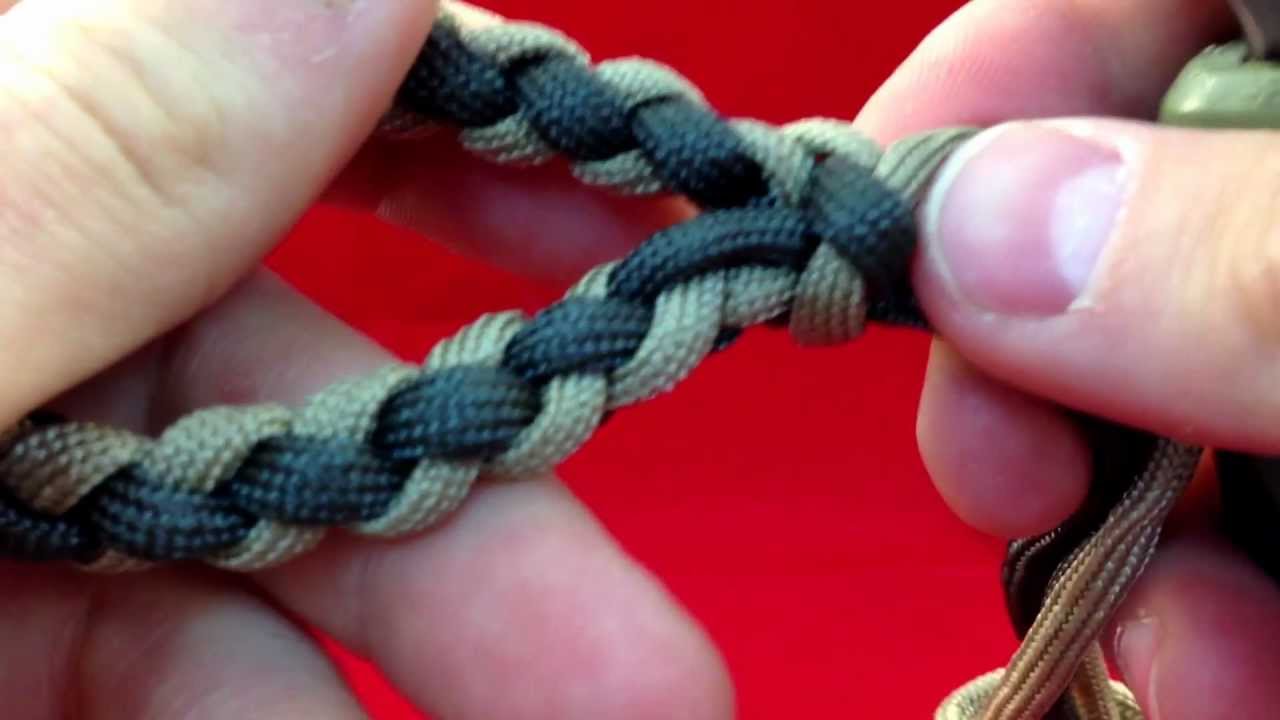 Paracordist How to Make a Four Strand Round Braid Loop - w/ 4 strands out 