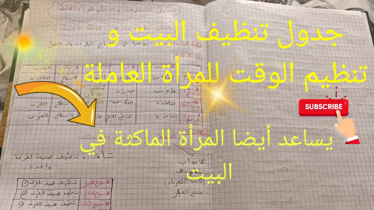 جدول تنظيف البيت و تنظيم الوقت للمرأة العاملة 💯 هذا البرنامج يساعد أيضا المرأة الماكثة في البيت