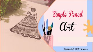 Easy Pencil sketch for beginners by Sunanda's Art Corners (Girl Backside)