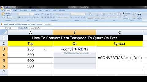 How To Convert Data Teaspoon To Quart On Excel