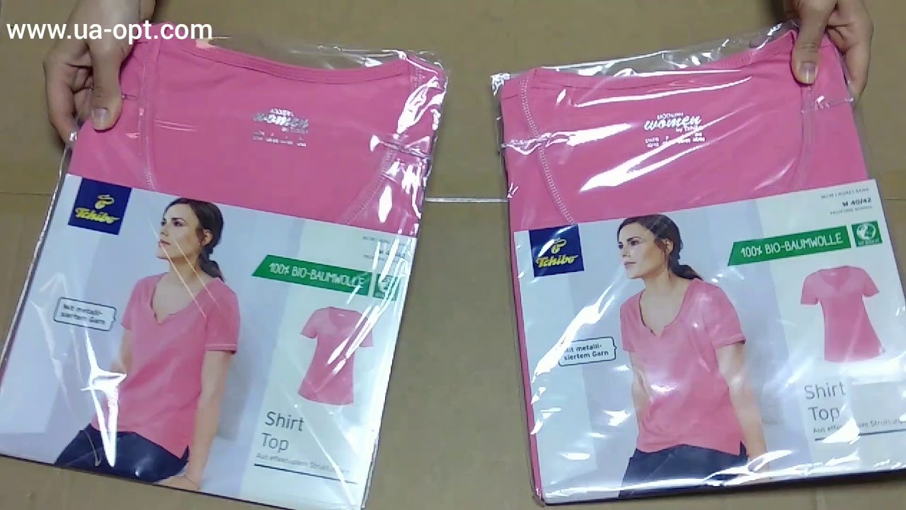 thumbnail video Жіночі футболки оптом TCM Tchibo сток 10,9 €/кг