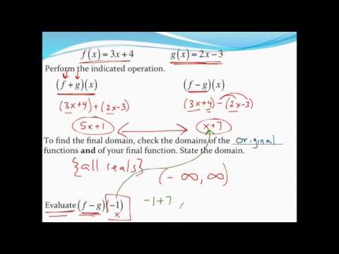 Adding, subtracting, multiplying, and dividing functions (with domain ...