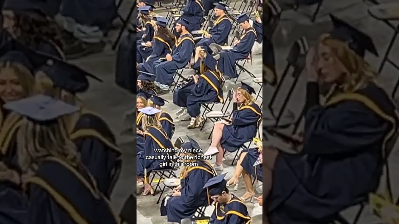 Students Are Chatting While Waiting For High School Graduation To Begin 