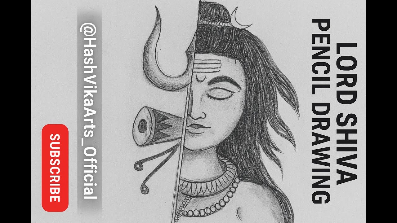 Lord Shiva drawing easy | Mahadev Side Face with Trishul drawing 