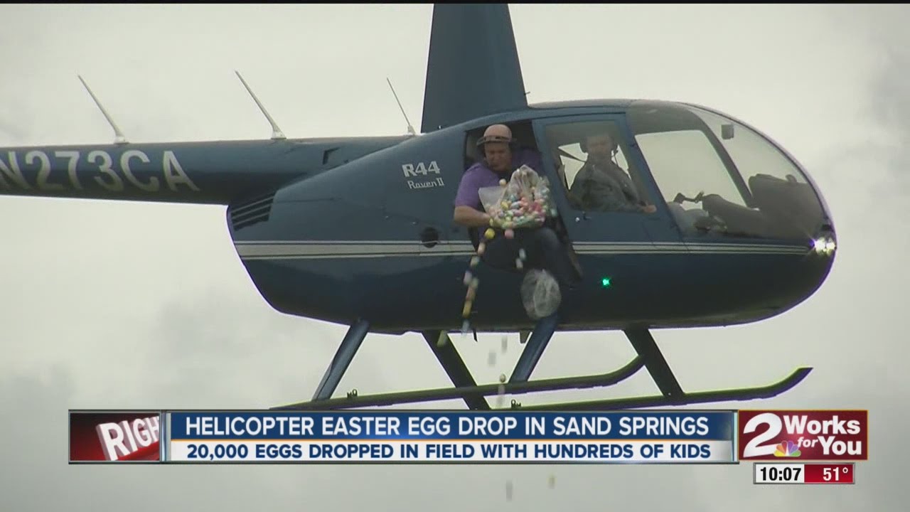 Helicopter Easter egg drop in Sand Springs YouTube