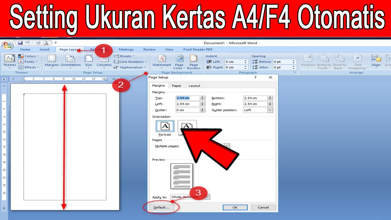 Cara Mengatur Ukuran Kertas Atau F4 Default Youtube