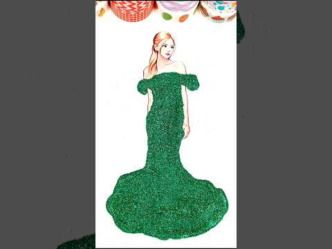 Green Glitter Dress Shorts Art Satisfying Youtubeshorts Creative Dress Fashion Craft 3d