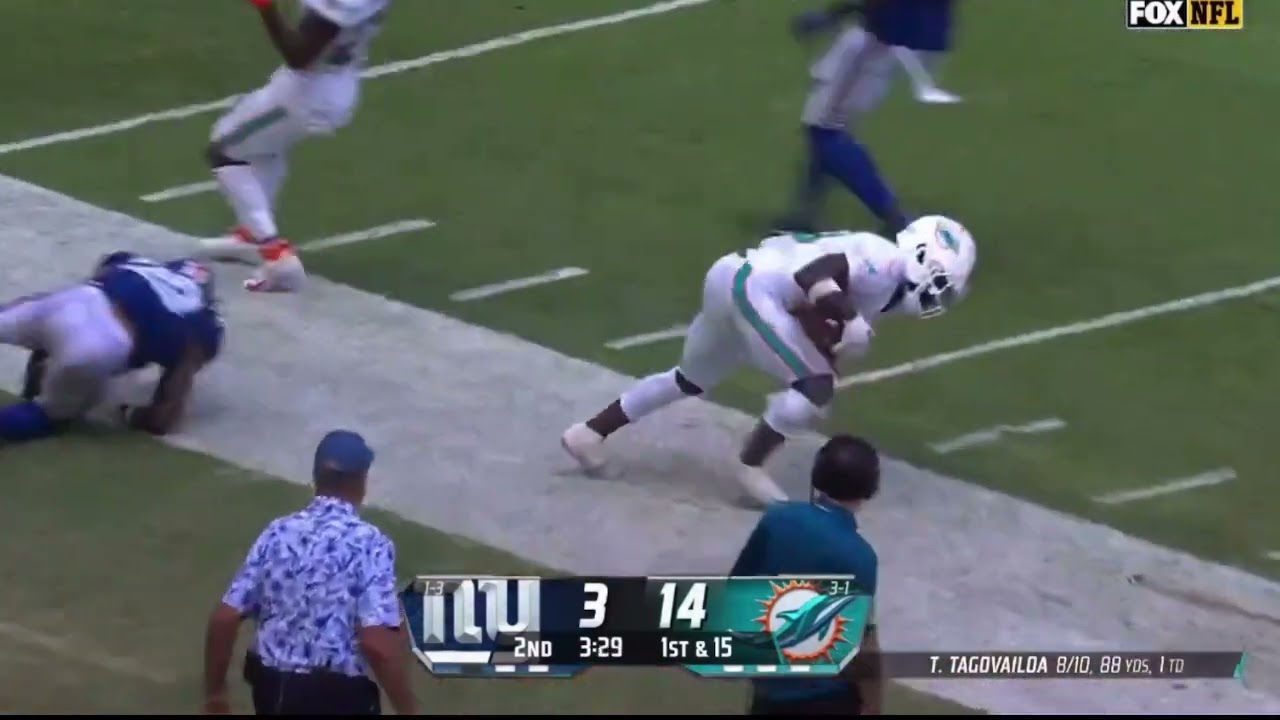 Tua Tagovailoa 64 Yard Pass to Tyreek Hill | Giants vs Dolphins