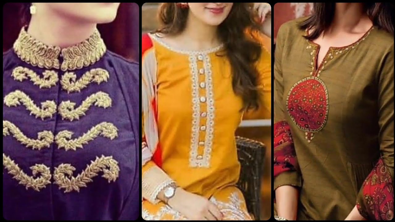 Beautiful 35 +Button and laces Kurta patti neck designs idea YouTube