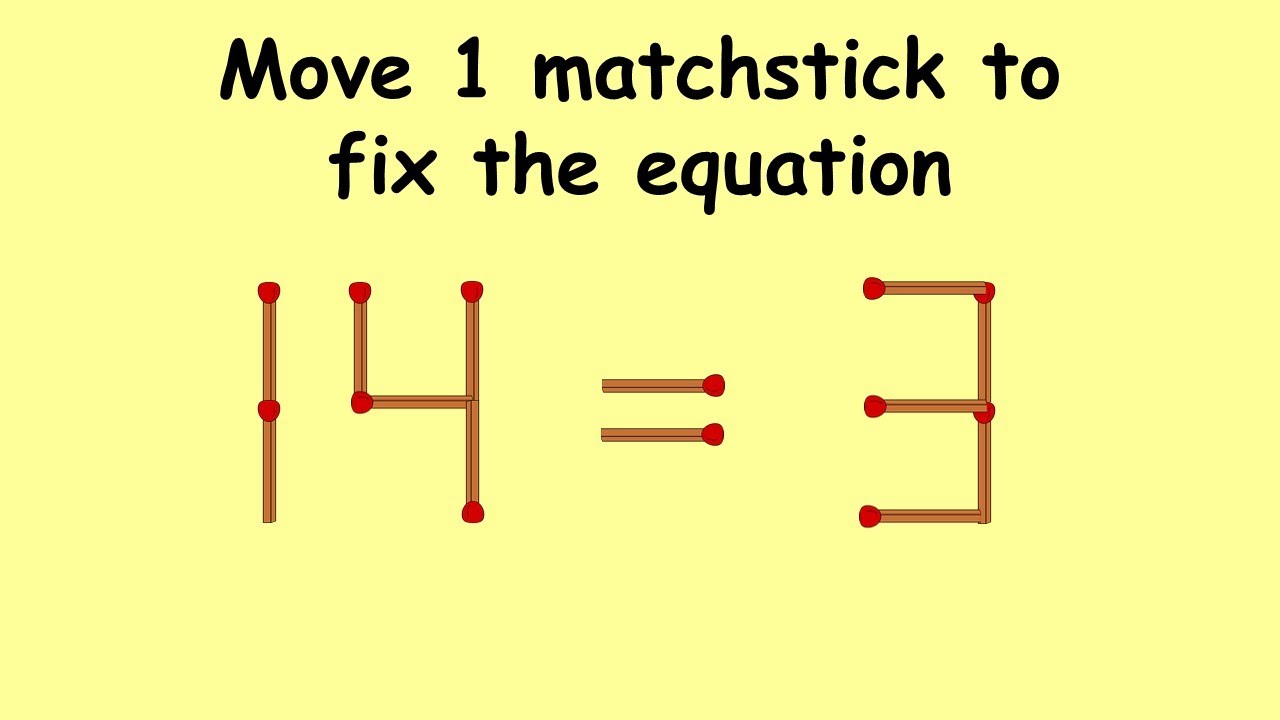 Move One Matchs Fix 14=3 | Match Stick Puzzles #86 | Puzzles with Answer | Move 1 ...