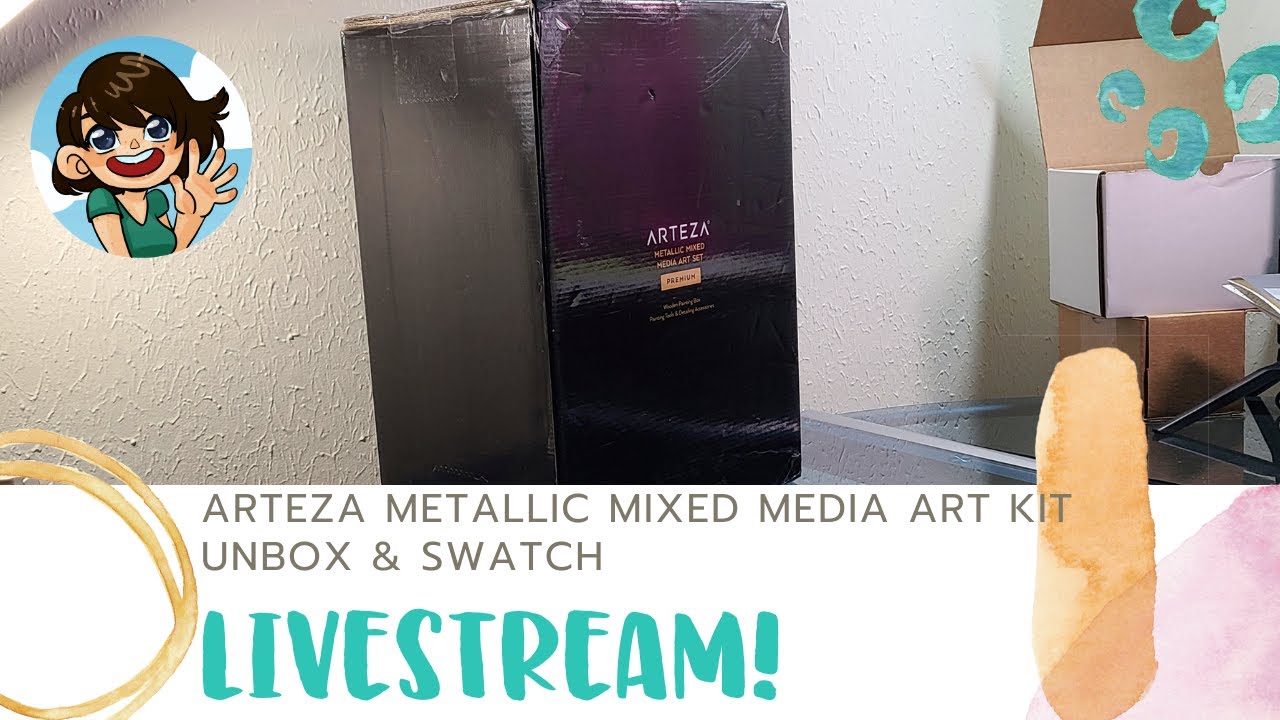 Arteza Metallic Mixed Media Art Set Unbox and Swatch Livestream! YouTube