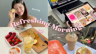 Refreshing morning🍋🎀✨morning routine | Lemon water🍋,workout ,coffee☕️,read a book📖,ice Facial🧊