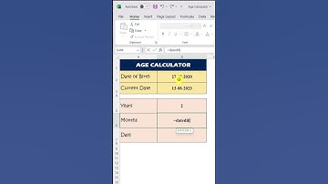 #shorts | Age calculation in excel | #shortsfeed | #excel #viral
