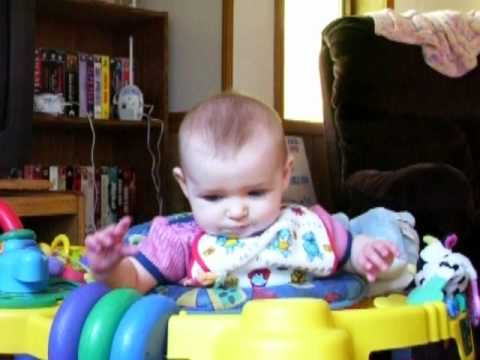 Addison talking in her exersaucer - YouTube