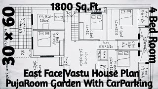 30×60 House Plan,4Bhk With CarParking,30×60 Ghar Ka Naksha,East Face Vastu House Plan,Makan KaNaksha