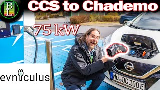 Charging Nissan Leaf at CCS Hypercharger  Evniculus CCS to Chademo Adapter