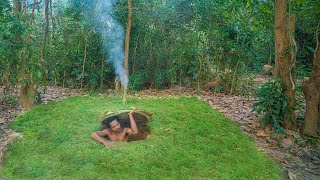 Build Secret Deep Hole Underground Villa, Overnight Stay In The Wood, Jungle Survival Building Skill