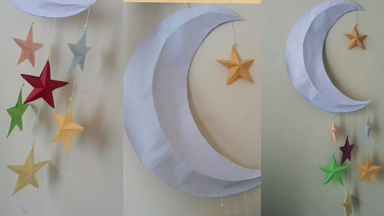 DIY MOON AND STARS WALL DECOR I / WALL decoration idea with paper ...