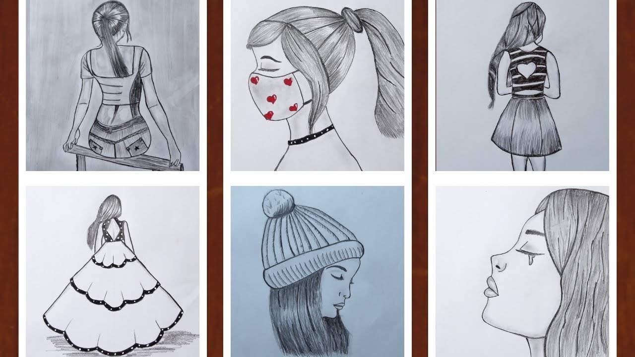 8 easy girl drawing ideas ( part -1 ), Pencil sketch Tutorials