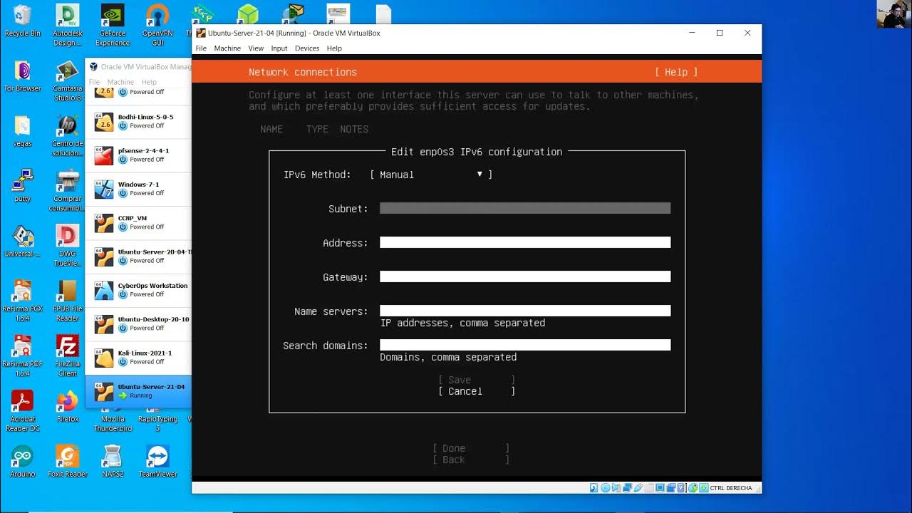 Install ubuntu server 21 04 on virtualbox 6 1 static ip addresses and
