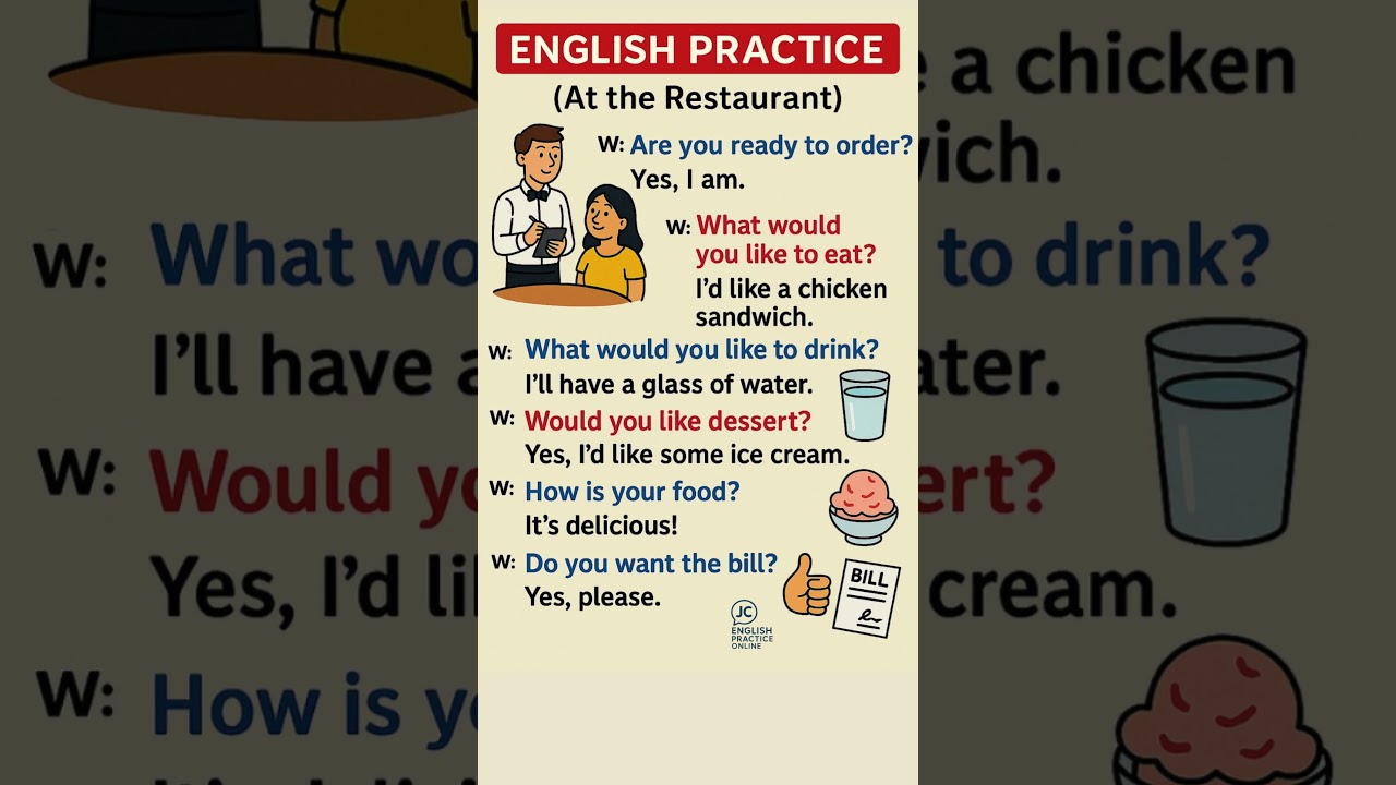 Learn English at the Restaurant | Simple Conversation Practice for Beginners 