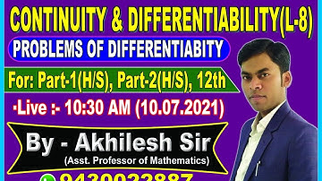 B.Sc Part-1(H/S), Part-2(H/S) & 12th || Problems of Differentiability || L-8 ||